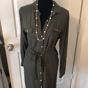 Olive green button up tunic/ dress